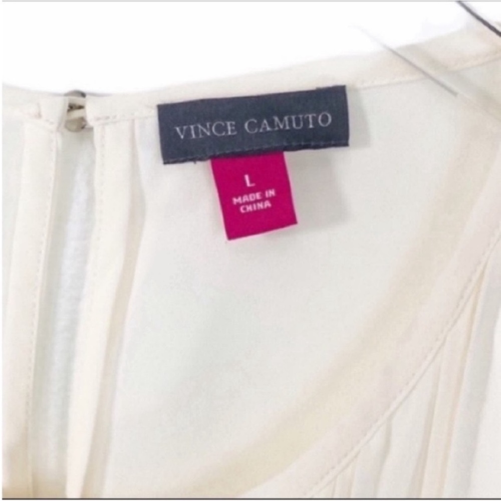 VINCE CAMUTO pleated sleeveless blouse top NEW cream - Picture 8 of 10